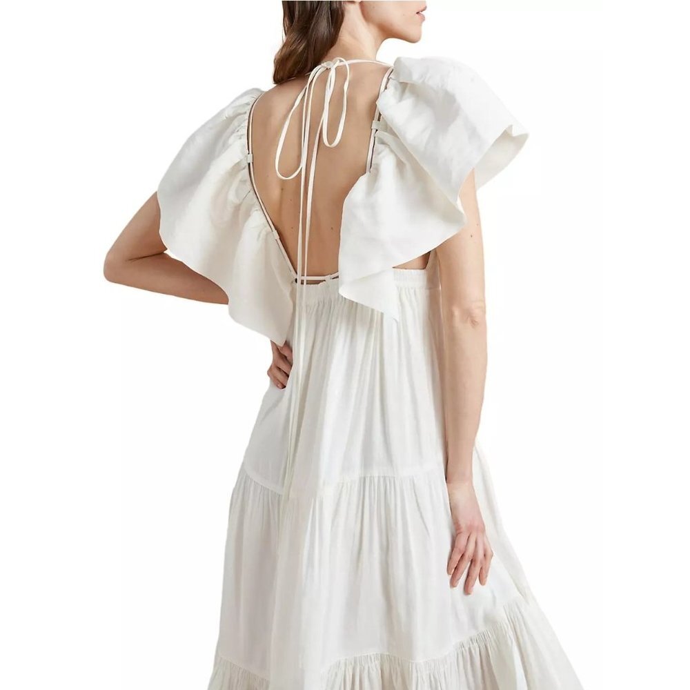 NWT La Ligne Stella ivory linen maxi dress size L - Picture 2 of 10